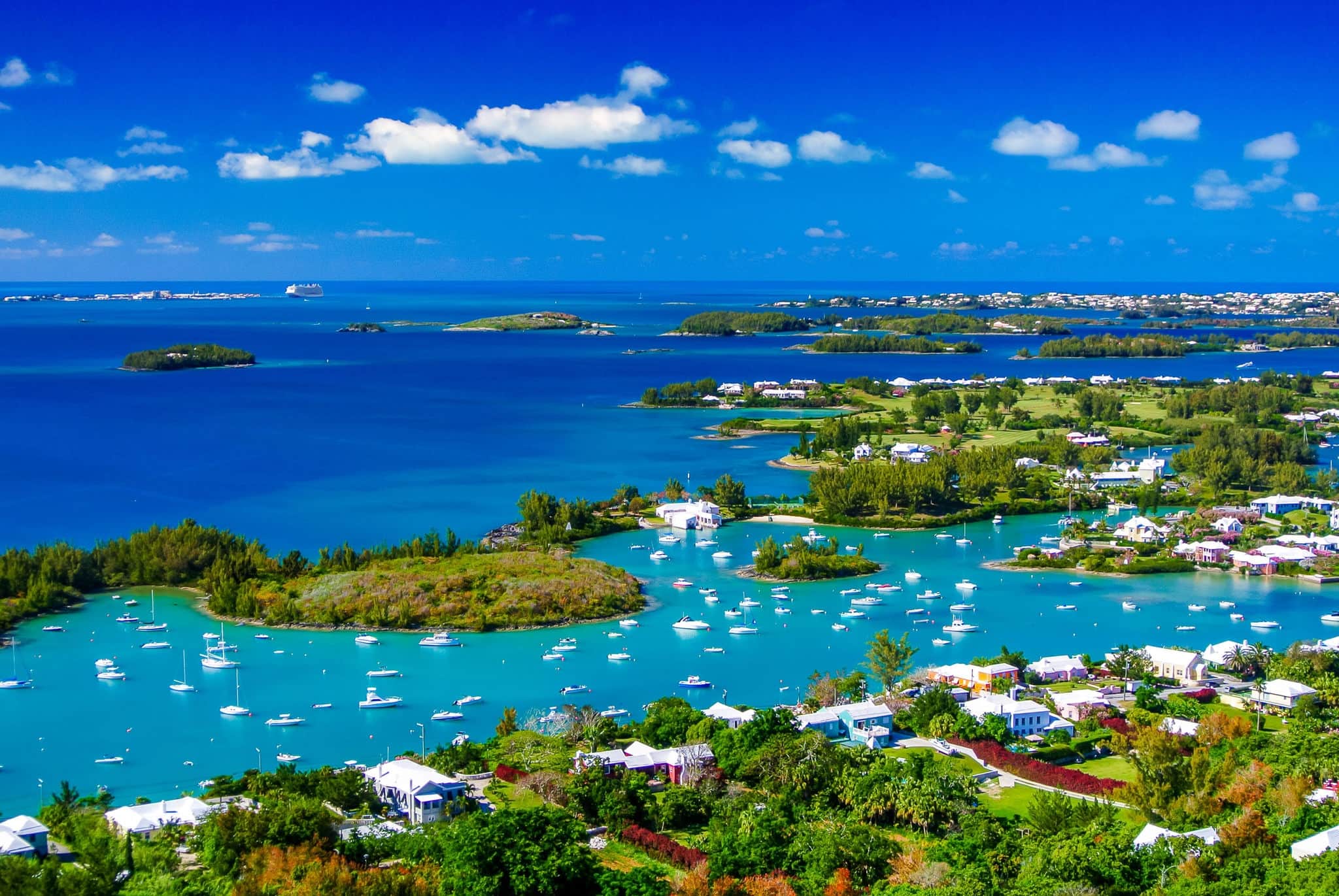 Bermuda aerial view with turquoise waters